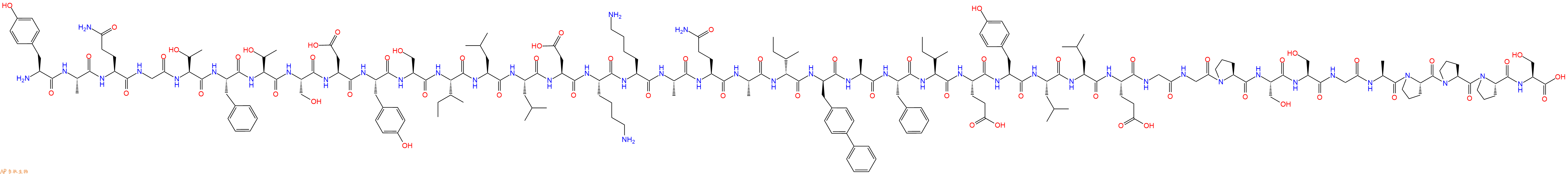 專肽生物產(chǎn)品H2N-Tyr-Ala-Gln-Gly-Thr-Phe-Thr-Ser-Asp-Tyr-Ser-Ile-Leu-Leu-Asp-Lys-Lys-Ala-Gln-Ala-DIle-DBip-Ala-Phe-Ile-Glu-Tyr-Leu-Leu-Glu-Gly-Gly-Pro-Ser-Ser-Gly-Ala-Pro-Pro-Pro-Ser-OH