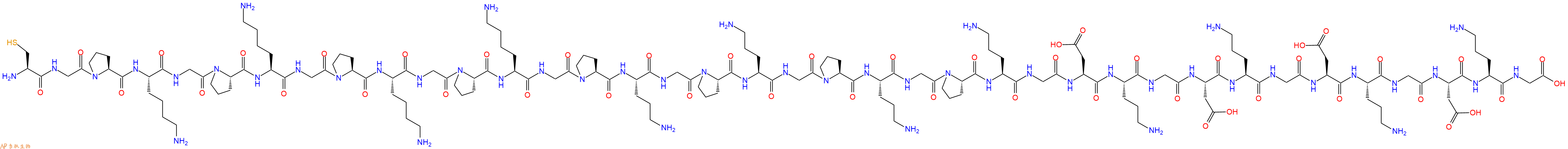 專肽生物產(chǎn)品H2N-Cys-Gly-Pro-Lys-Gly-Pro-Lys-Gly-Pro-Lys-Gly-Pro-Lys-Gly-Pro-Orn-Gly-Pro-Orn-Gly-Pro-Orn-Gly-Pro-Orn-Gly-Asp-Orn-Gly-Asp-Orn-Gly-Asp-Orn-Gly-Asp-Orn-Gly-OH