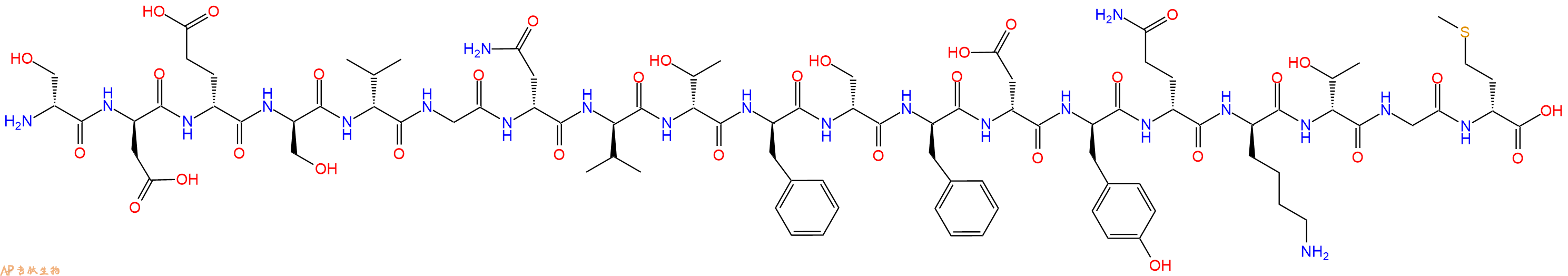 專肽生物產(chǎn)品H2N-DSer-DAsp-DGlu-DSer-DVal-Gly-DAsn-DVal-DThr-DPhe-DSer-DPhe-DAsp-DTyr-DGln-DLys-DThr-Gly-DMet-OH