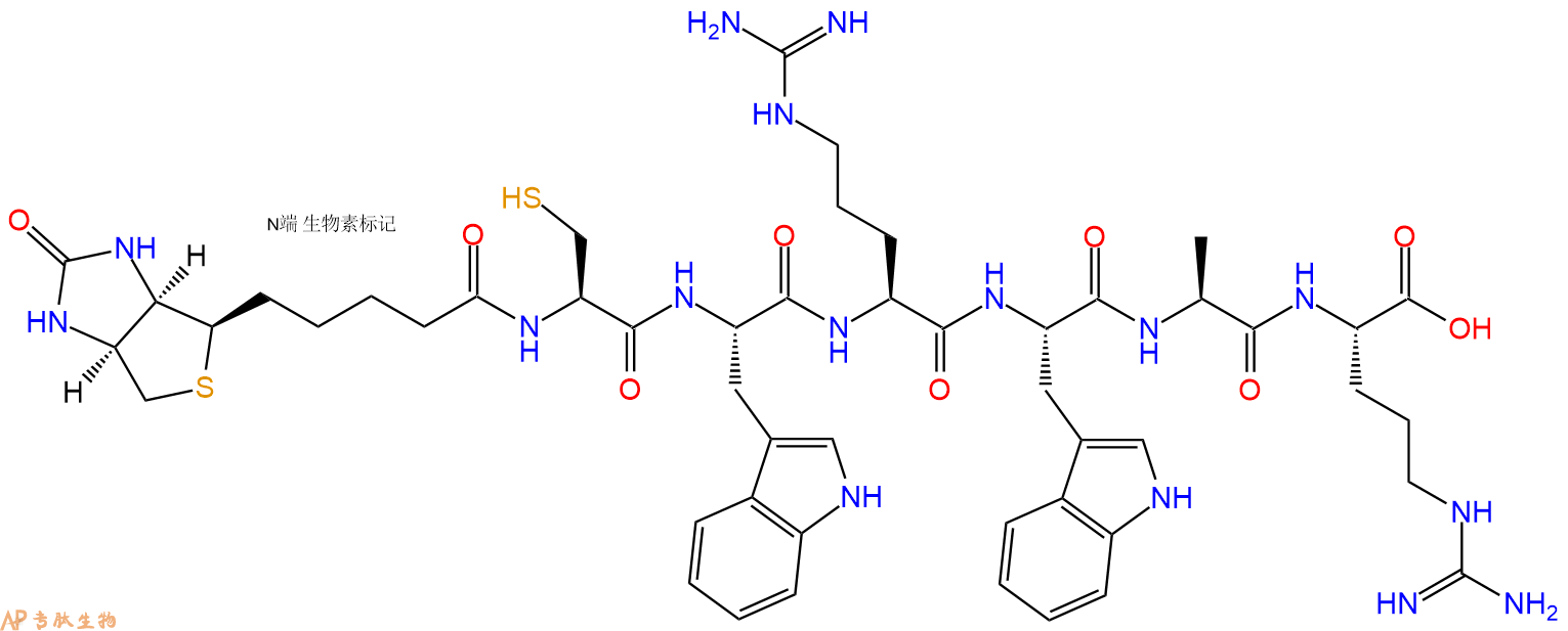 專肽生物產(chǎn)品Biotinyl-Cys-Trp-Arg-Trp-Ala-Arg-OH