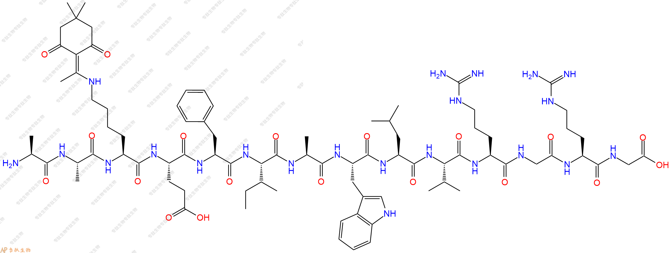 專肽生物產(chǎn)品H2N-Ala-Ala-Lys(Dde)-Glu-Phe-Ile-Ala-Trp-Leu-Val-Arg-Gly-Arg-Gly-OH