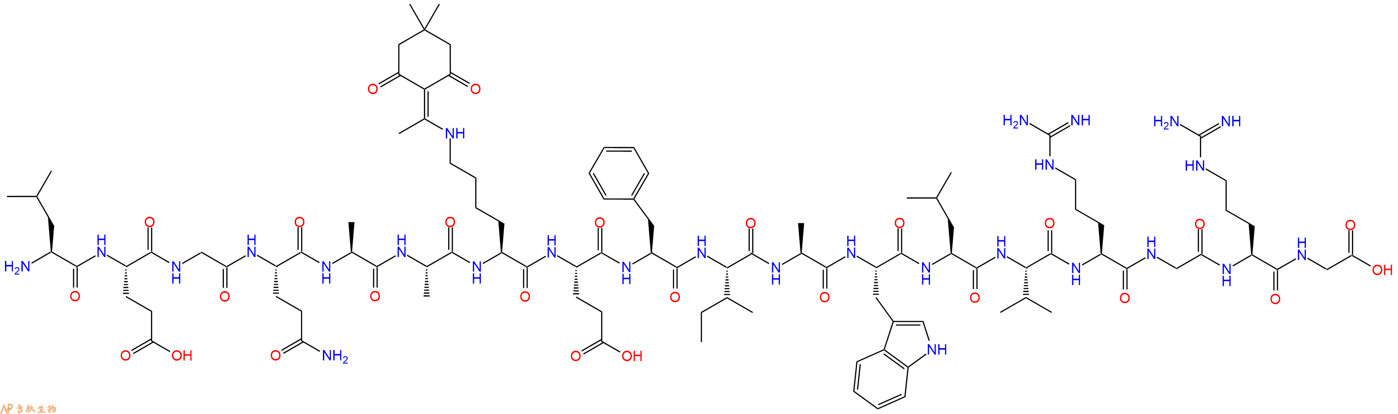 專肽生物產(chǎn)品H2N-Leu-Glu-Gly-Gln-Ala-Ala-Lys(Dde)-Glu-Phe-Ile-Ala-Trp-Leu-Val-Arg-Gly-Arg-Gly-OH