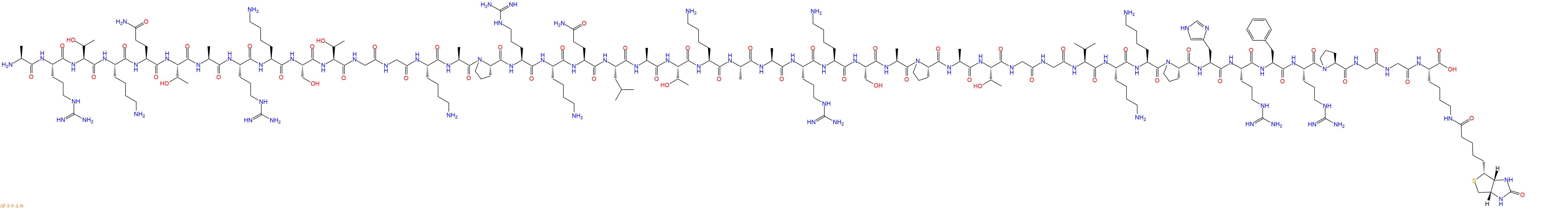 專肽生物產(chǎn)品H2N-Ala-Arg-Thr-Lys-Gln-Thr-Ala-Arg-Lys-Ser-Thr-Gly-Gly-Lys-Ala-Pro-Arg-Lys-Gln-Leu-Ala-Thr-Lys-Ala-Ala-Arg-Lys-Ser-Ala-Pro-Ala-Thr-Gly-Gly-Val-Lys-Lys-Pro-His-Arg-Phe-Arg-Pro-Gly-Gly-Lys(Biotin)-OH