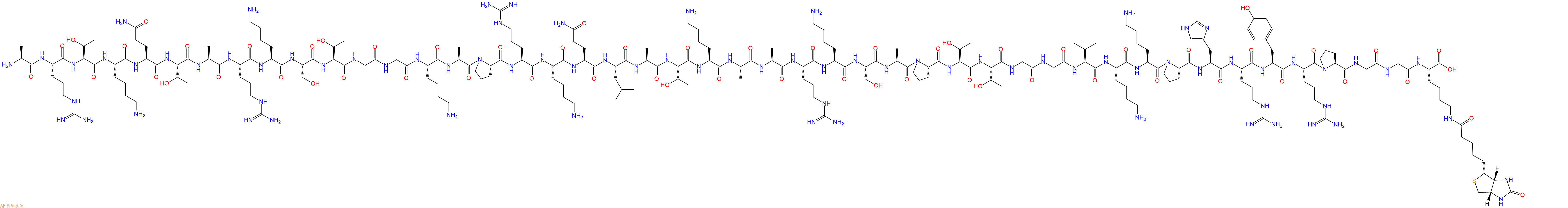 專肽生物產(chǎn)品H2N-Ala-Arg-Thr-Lys-Gln-Thr-Ala-Arg-Lys-Ser-Thr-Gly-Gly-Lys-Ala-Pro-Arg-Lys-Gln-Leu-Ala-Thr-Lys-Ala-Ala-Arg-Lys-Ser-Ala-Pro-Thr-Thr-Gly-Gly-Val-Lys-Lys-Pro-His-Arg-Tyr-Arg-Pro-Gly-Gly-Lys(Biotin)-OH