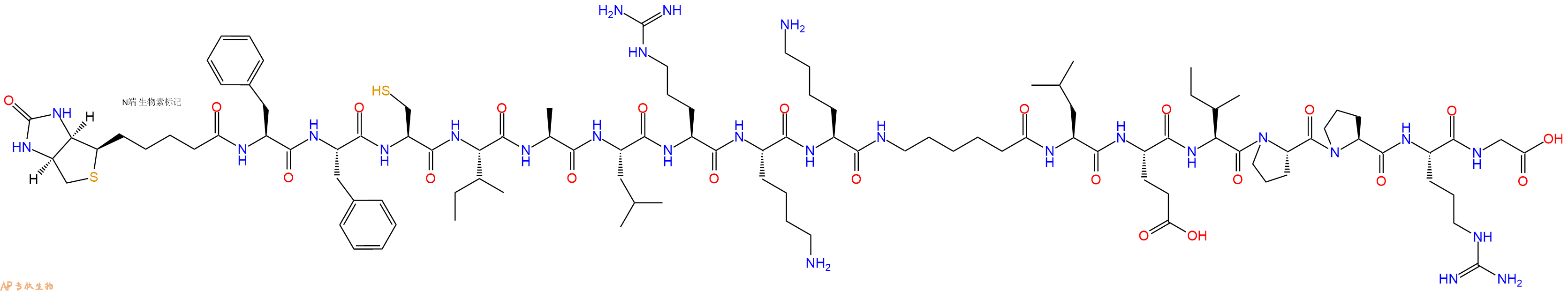 專肽生物產(chǎn)品Biotinyl-Phe-Phe-Cys-Ile-Ala-Leu-Arg-Lys-Lys-Ahx-Leu-Glu-Ile-Pro-Pro-Arg-Gly-OH