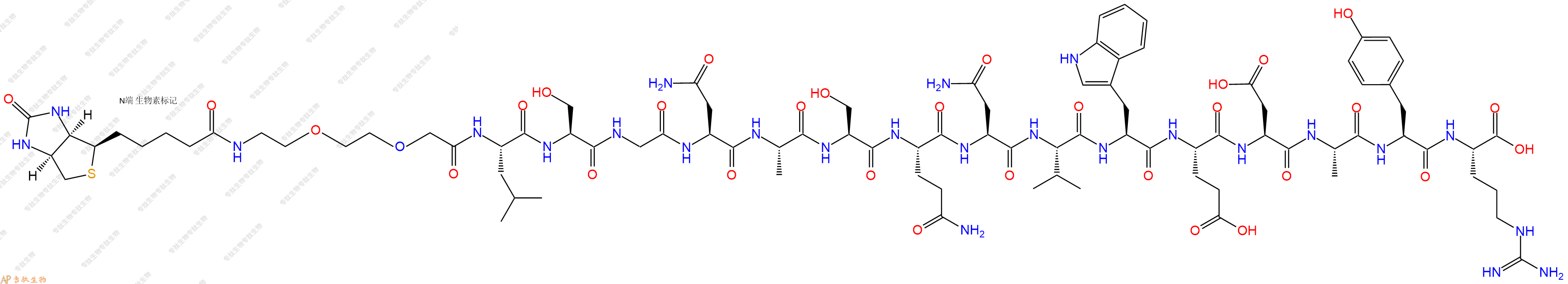 專肽生物產(chǎn)品Biotinyl-PEG2-Leu-Ser-Gly-Asn-Ala-Ser-Gln-Asn-Val-Trp-Glu-Asp-Ala-Tyr-Arg