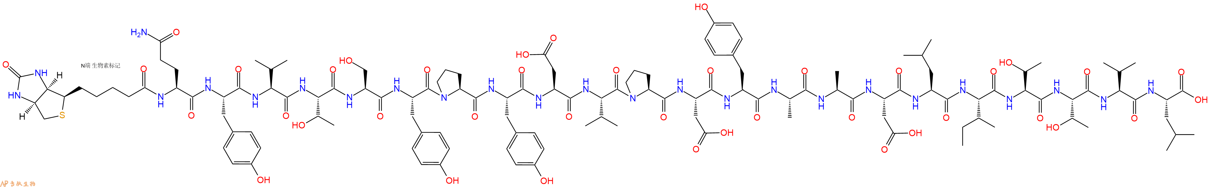 專(zhuān)肽生物產(chǎn)品Biotinyl-Gln-Tyr-Val-Thr-Ser-Tyr-Pro-Tyr-Asp-Val-Pro-Asp-Tyr-Ala-Ala-Asp-Leu-Ile-Thr-Thr-Val-Leu-OH