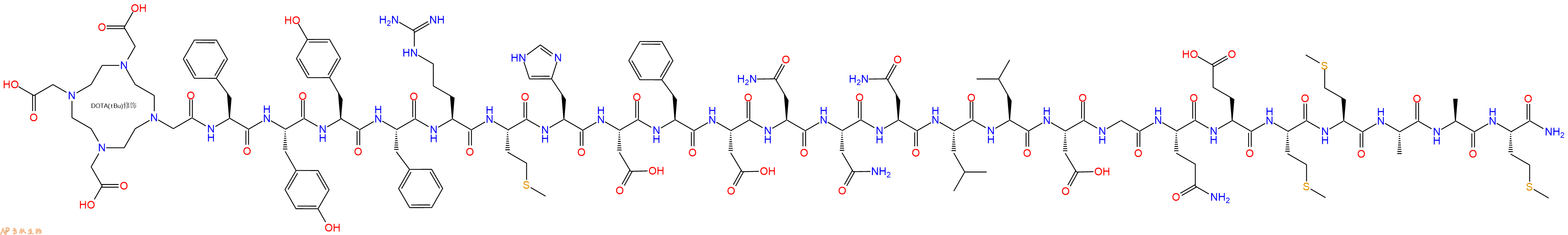 專肽生物產(chǎn)品DOTA-Phe-Tyr-Tyr-Phe-Arg-Met-His-Asp-Phe-Asp-Asn-Asn-Asn-Leu-Leu-Asp-Gly-Gln-Glu-Met-Met-Ala-Ala-Met-NH2