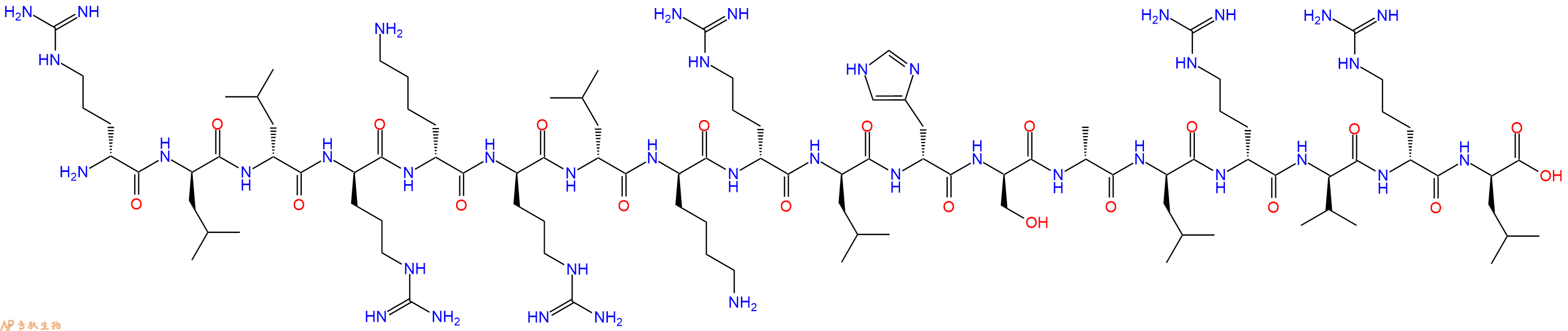 專肽生物產(chǎn)品H2N-DArg-DLeu-DLeu-DArg-DLys-DArg-DLeu-DLys-DArg-DLeu-DHis-DSer-DAla-DLeu-DArg-DVal-DArg-DLeu-OH