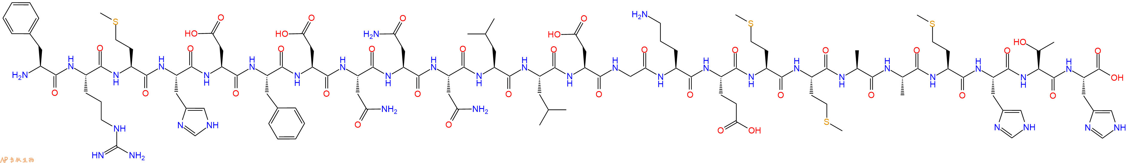 專肽生物產(chǎn)品H2N-Phe-Arg-Met-His-Asp-Phe-Asp-Asn-Asn-Asn-Leu-Leu-Asp-Gly-Orn-Glu-Met-Met-Ala-Ala-Met-His-Thr-His-OH