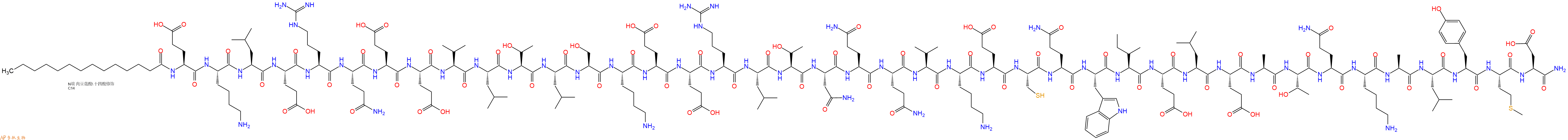 專肽生物產(chǎn)品Myristicacid-Glu-Lys-Leu-Glu-Arg-Gln-Glu-Glu-Val-Leu-Thr-Leu-Ser-Lys-Glu-Glu-Arg-Leu-Thr-Asn-Gln-Gln-Val-Lys-Glu-Cys-Gln-Trp-Ile-Glu-Leu-Glu-Ala-Thr-Gln-Lys-Ala-Leu-Tyr-Met-Asp-NH2