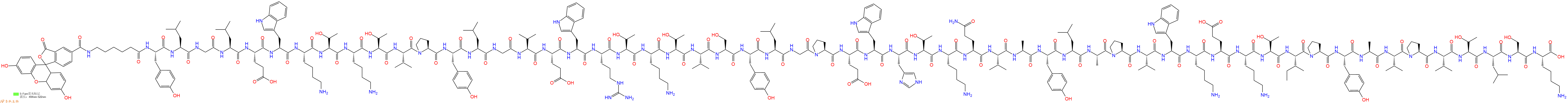 專肽生物產(chǎn)品5FAM-Ahx-Tyr-Leu-Gly-Leu-Glu-Trp-Lys-Thr-Lys-Thr-Val-Pro-Tyr-Leu-Gly-Val-Glu-Trp-Arg-Thr-Lys-Thr-Val-Ser-Tyr-Leu-Gly-Pro-Glu-Trp-His-Thr-Lys-Gln-Val-Ala-Tyr-Leu-Ala-Pro-Val-Trp-Lys-Glu-Lys-Thr-Ile-Pro-Tyr-Ala-Val-Pro-Val-Thr-Leu-Ser-Lys-OH