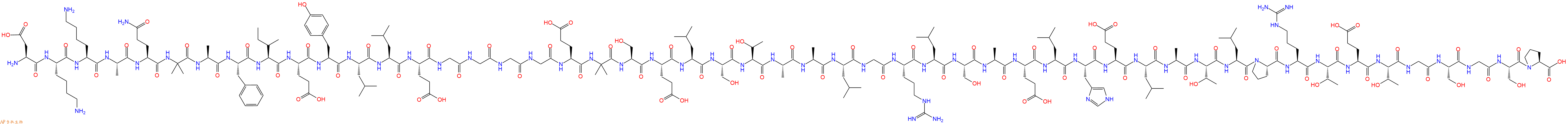 專肽生物產(chǎn)品H2N-Asp-Lys-Lys-Ala-Gln-Aib-Ala-Phe-Ile-Glu-Tyr-Leu-Leu-Glu-Gly-Gly-Gly-Gly-Glu-Aib-Ser-Glu-Leu-Ser-Thr-Ala-Ala-Leu-Gly-Arg-Leu-Ser-Ala-Glu-Leu-His-Glu-Leu-Ala-Thr-Leu-Pro-Arg-Thr-Glu-Thr-Gly-Ser-Gly-Ser-Pro-OH