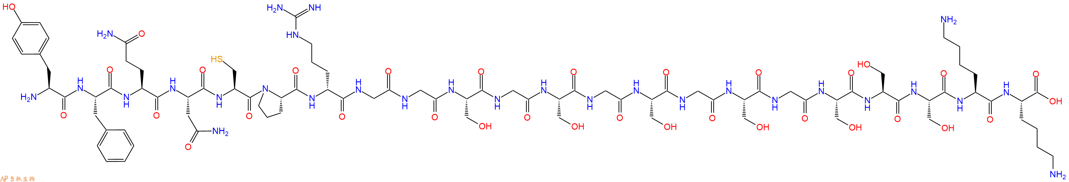 專肽生物產品H2N-Tyr-Phe-Gln-Asn-Cys-Pro-DArg-Gly-Gly-Ser-Gly-Ser-Gly-Ser-Gly-Ser-Gly-Ser-Ser-Ser-Lys-Lys-OH