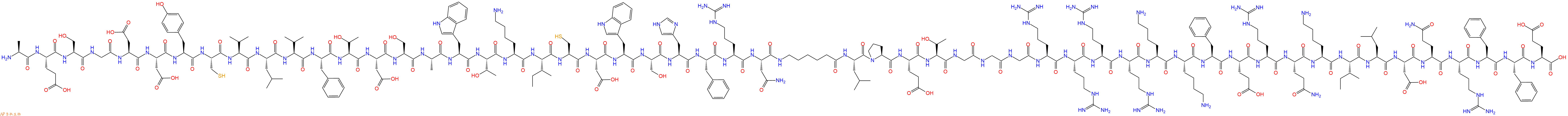 專肽生物產(chǎn)品H2N-Ala-Glu-Ser-Gly-Asp-Asp-Tyr-Cys-Val-Leu-Val-Phe-Thr-Asp-Ser-Ala-Trp-Thr-Lys-Ile-Cys-Asp-Trp-Ser-His-Phe-Arg-Asn-Ahx-Leu-Pro-Glu-Thr-Gly-Gly-Gly-Arg-Arg-Arg-Arg-Lys-Lys-Phe-Glu-Arg-Gln-Lys-Ile-Leu-Asp-Gln-Arg-Phe-Phe-Glu-OH