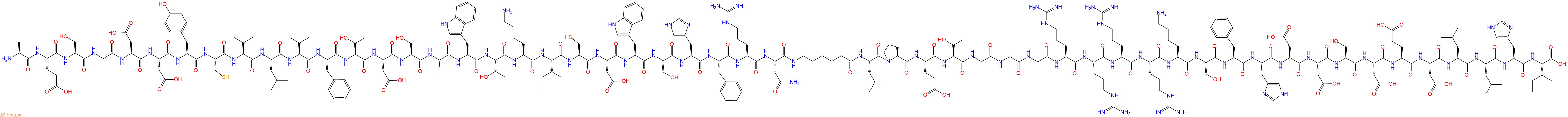 專肽生物產(chǎn)品H2N-Ala-Glu-Ser-Gly-Asp-Asp-Tyr-Cys-Val-Leu-Val-Phe-Thr-Asp-Ser-Ala-Trp-Thr-Lys-Ile-Cys-Asp-Trp-Ser-His-Phe-Arg-Asn-Ahx-Leu-Pro-Glu-Thr-Gly-Gly-Gly-Arg-Arg-Arg-Arg-Lys-Ser-Phe-His-Asp-Asp-Ser-Asp-Glu-Asp-Leu-Leu-His-Ile-OH