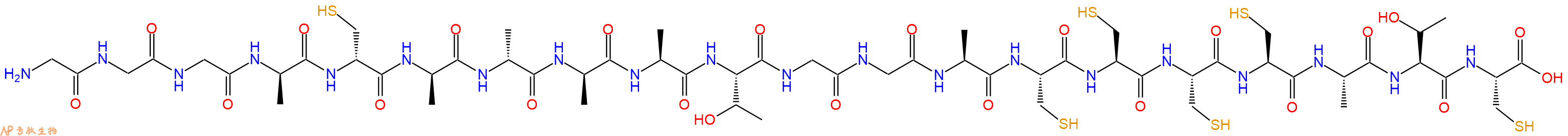 專肽生物產(chǎn)品H2N-Gly-Gly-Gly-DAla-DCys-DAla-DAla-DAla-Ala-Thr-Gly-Gly-Ala-Cys-Cys-Cys-Cys-Ala-Thr-Cys-OH