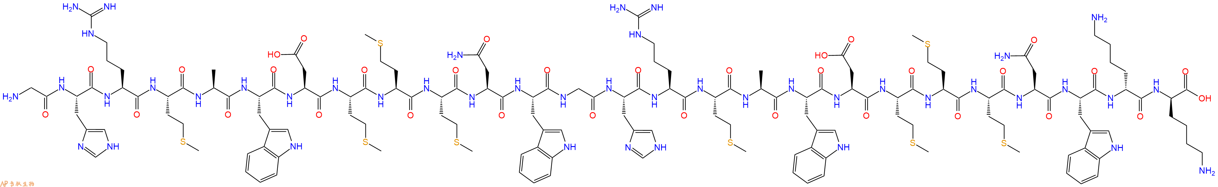 專肽生物產(chǎn)品H2N-Gly-His-Arg-Met-Ala-Trp-Asp-Met-Met-Met-Asn-Trp-Gly-His-Arg-Met-Ala-Trp-Asp-Met-Met-Met-Asn-Trp-DLys-DLys-OH