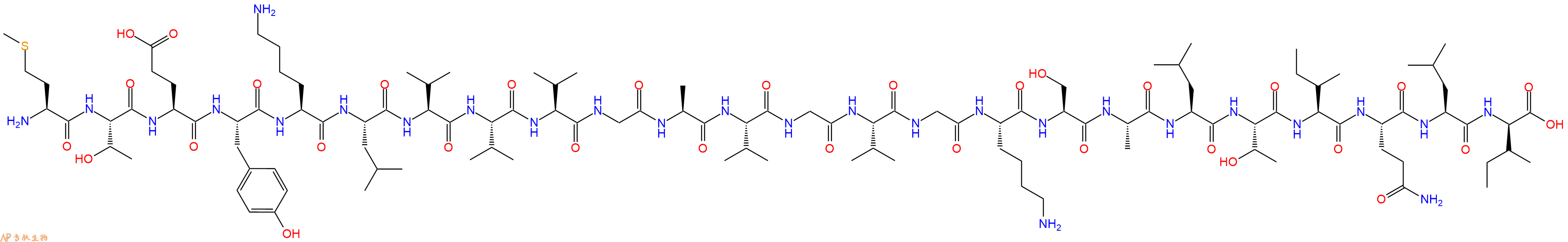 專肽生物產(chǎn)品H2N-Met-Thr-Glu-Tyr-Lys-Leu-Val-Val-Val-Gly-Ala-Val-Gly-Val-Gly-Lys-Ser-Ala-Leu-Thr-Ile-Gln-Leu-DIle-OH