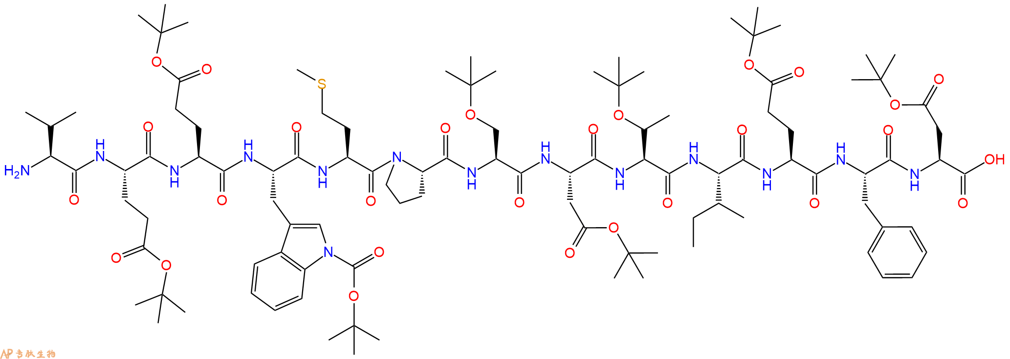 專肽生物產(chǎn)品H2N-Val-Glu(OtBu)-Glu(OtBu)-Trp(Boc)-Met-Pro-Ser(tBu)-Asp(OtBu)-Thr(tBu)-Ile-Glu(OtBu)-Phe-Asp(OtBu)-OH