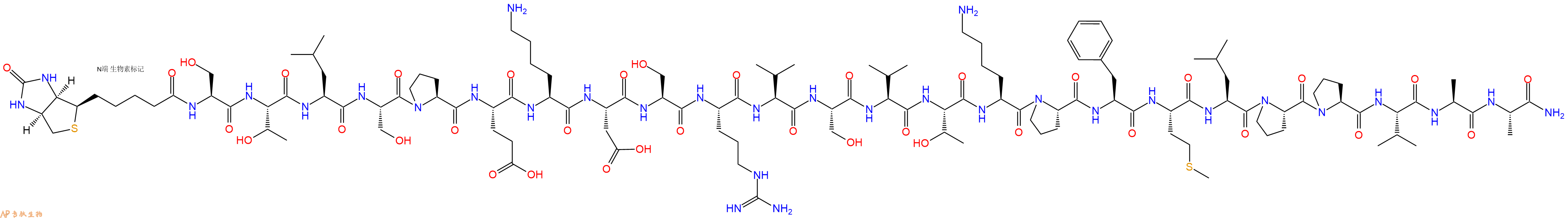 專肽生物產(chǎn)品Biotinyl-Ser-Thr-Leu-Ser-Pro-Glu-Lys-Asp-Ser-Arg-Val-Ser-Val-Thr-Lys-Pro-Phe-Met-Leu-Pro-Pro-Val-Ala-Ala-NH2