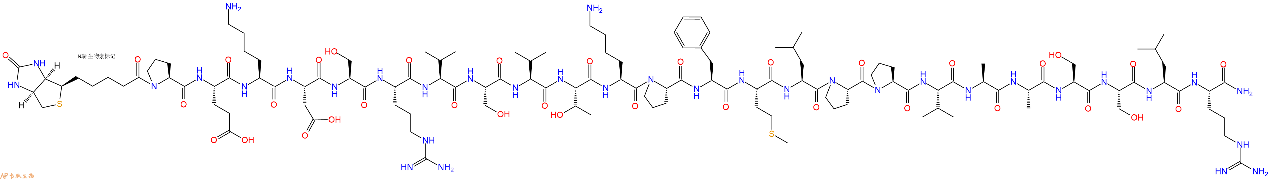 專肽生物產(chǎn)品Biotinyl-Pro-Glu-Lys-Asp-Ser-Arg-Val-Ser-Val-Thr-Lys-Pro-Phe-Met-Leu-Pro-Pro-Val-Ala-Ala-Ser-Ser-Leu-Arg-NH2