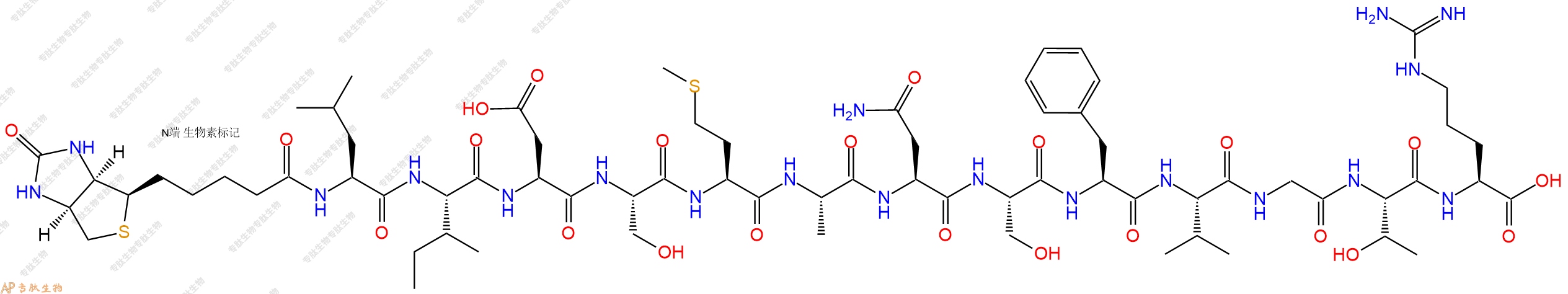 專肽生物產(chǎn)品Biotinyl-Leu-Ile-Asp-Ser-Met-Ala-Asn-Ser-Phe-Val-Gly-Thr-Arg-OH