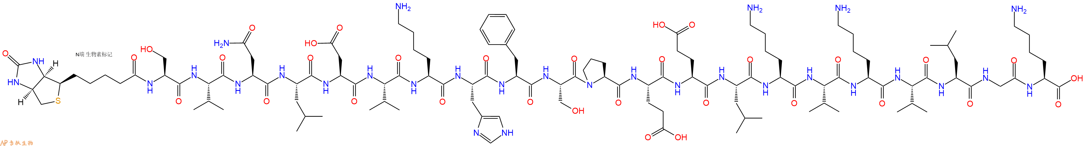 專肽生物產(chǎn)品Biotinyl-Ser-Val-Asn-Leu-Asp-Val-Lys-His-Phe-Ser-Pro-Glu-Glu-Leu-Lys-Val-Lys-Val-Leu-Gly-Lys-OH