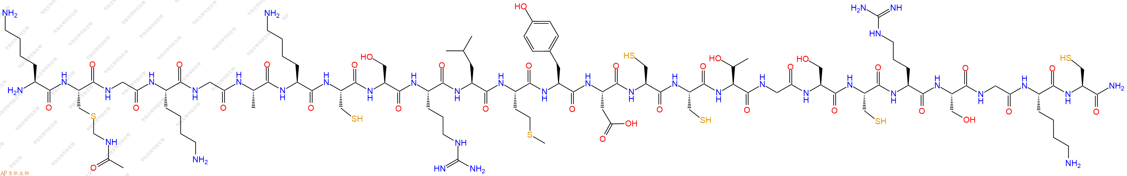 專肽生物產(chǎn)品H2N-Lys-Cys(Acm)-Gly-Lys-Gly-Ala-Lys-Cys-Ser-Arg-Leu-Met-Tyr-Asp-Cys-Cys-Thr-Gly-Ser-Cys-Arg-Ser-Gly-Lys-Cys-NH2