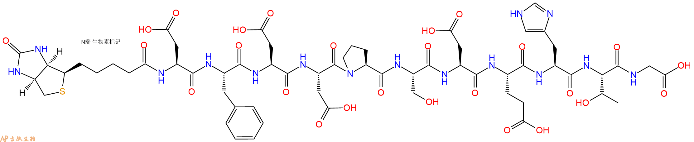 專肽生物產(chǎn)品Biotinyl-Asp-Phe-Asp-Asp-Pro-Ser-Asp-Glu-His-Thr-Gly-OH