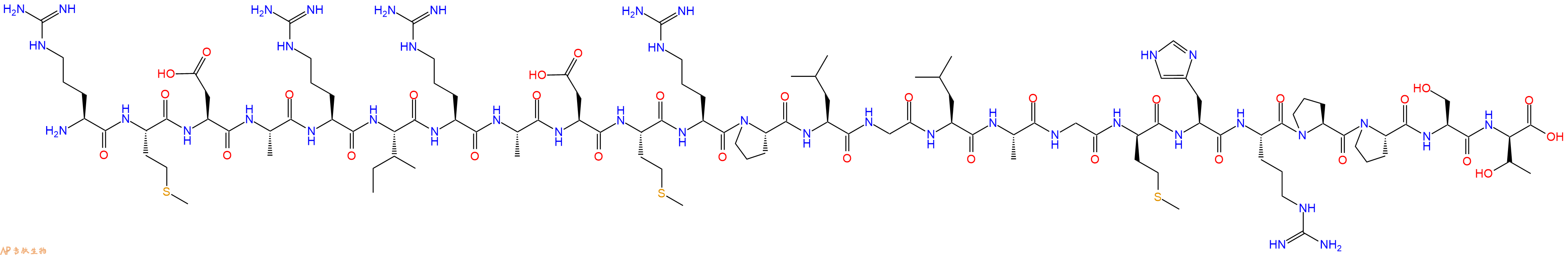 專肽生物產(chǎn)品H2N-Arg-Met-Asp-Ala-Arg-Ile-Arg-Ala-Asp-Met-Arg-Pro-Leu-Gly-Leu-Ala-Gly-DMet-His-Arg-Pro-Pro-Ser-DThr-OH