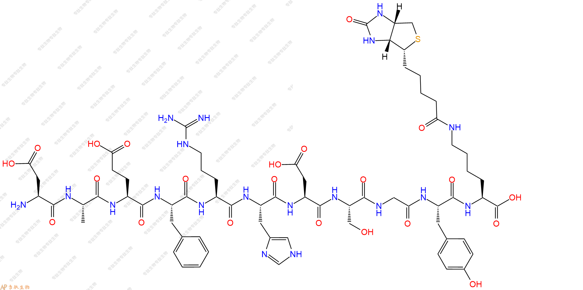 專肽生物產(chǎn)品H2N-Asp-Ala-Glu-Phe-Arg-His-Asp-Ser-Gly-Tyr-Lys(Biotin)-OH