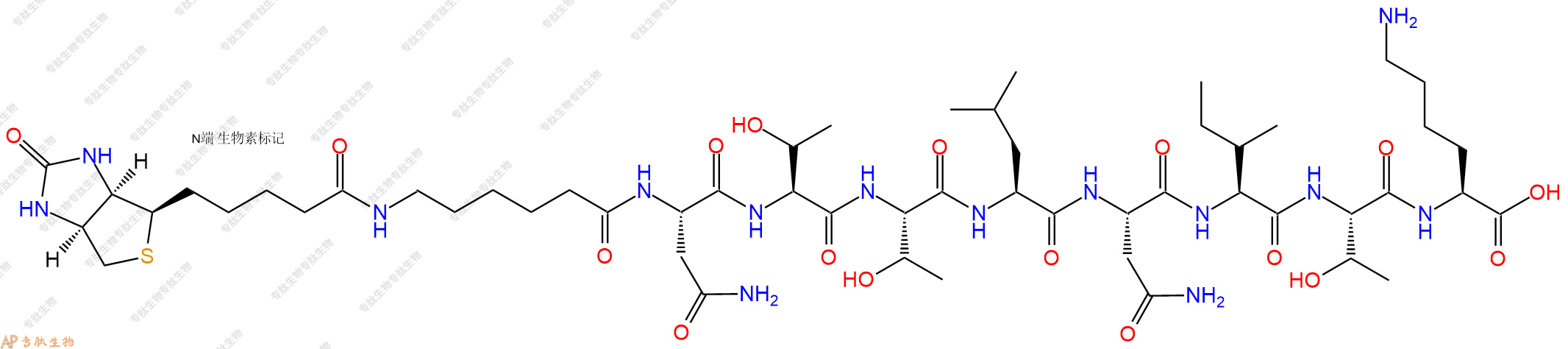 專肽生物產(chǎn)品Biotinyl-Ahx-Asn-Thr-Thr-Leu-Asn-Ile-Thr-Lys-OH