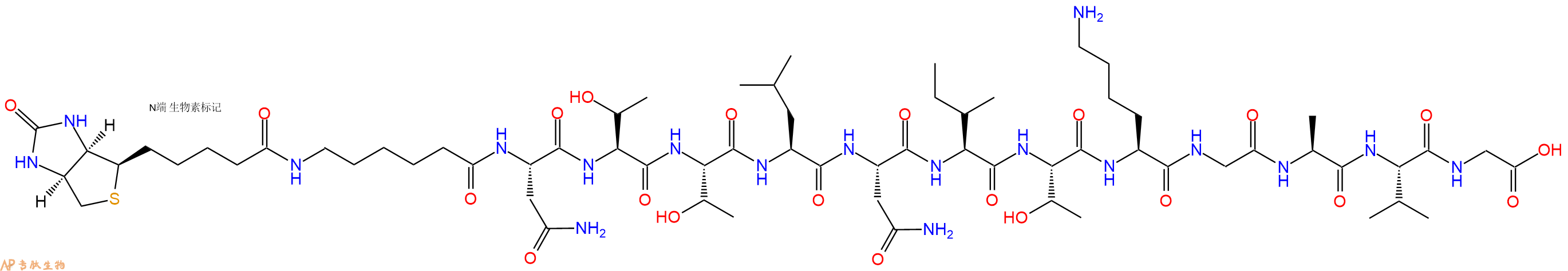 專肽生物產(chǎn)品Biotinyl-Ahx-Asn-Thr-Thr-Leu-Asn-Ile-Thr-Lys-Gly-Ala-Val-Gly-OH