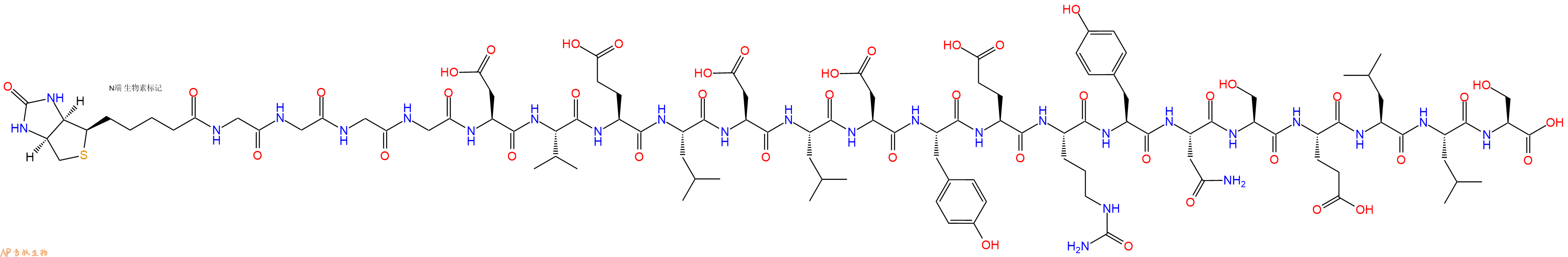 專肽生物產(chǎn)品Biotinyl-Gly-Gly-Gly-Gly-Asp-Val-Glu-Leu-Asp-Leu-Asp-Tyr-Glu-Cit-Tyr-Asn-Ser-Glu-Leu-Leu-Ser-OH