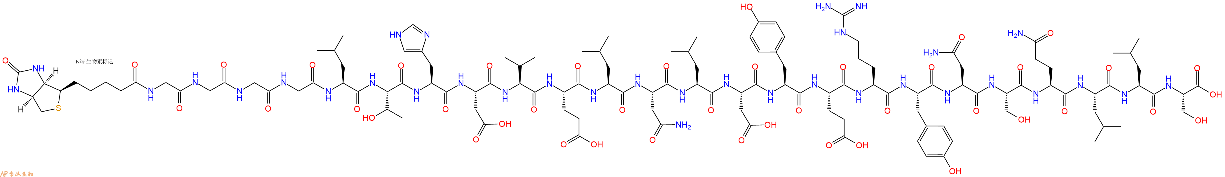 專肽生物產(chǎn)品Biotinyl-Gly-Gly-Gly-Gly-Leu-Thr-His-Asp-Val-Glu-Leu-Asn-Leu-Asp-Tyr-Glu-Arg-Tyr-Asn-Ser-Gln-Leu-Leu-Ser-OH