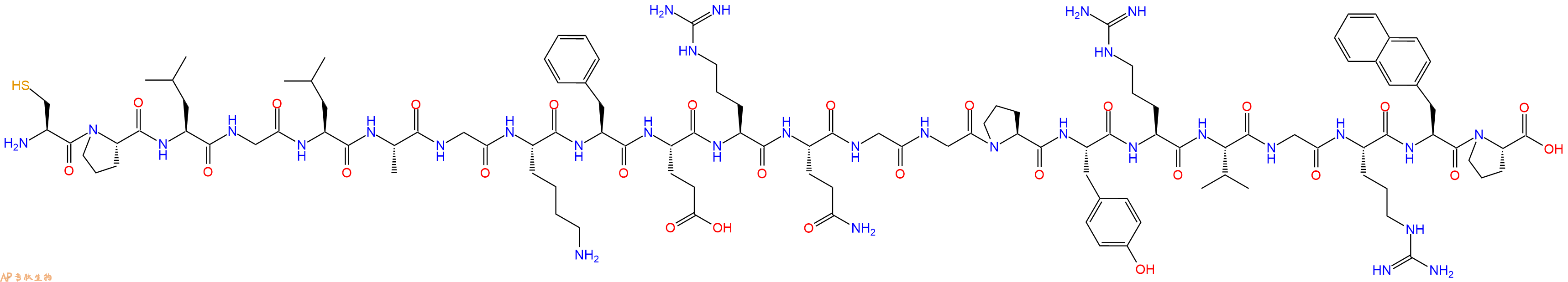 專肽生物產品H2N-Cys-Pro-Leu-Gly-Leu-Ala-Gly-Lys-Phe-Glu-Arg-Gln-Gly-Gly-Pro-Tyr-Arg-Val-Gly-Arg-2Nal-Pro-OH