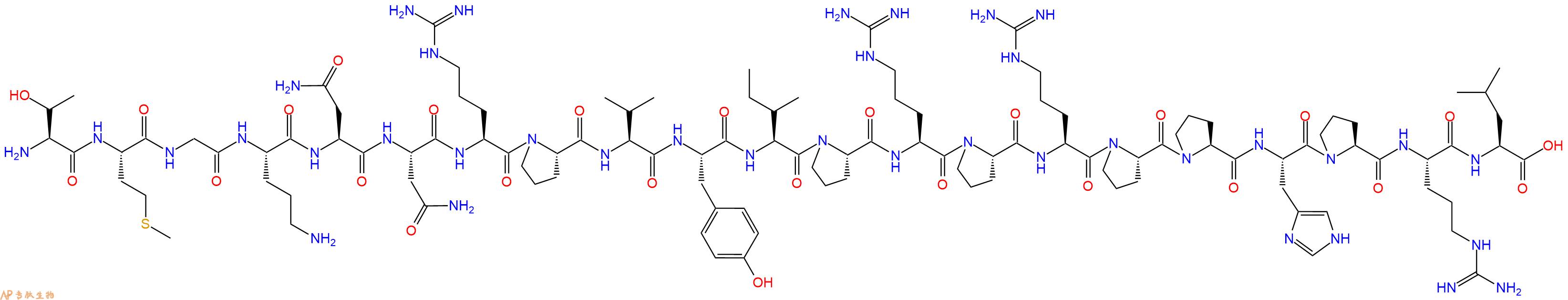 專肽生物產(chǎn)品H2N-Thr-Met-Gly-Orn-Asn-Asn-Arg-Pro-Val-Tyr-Ile-Pro-Arg-Pro-Arg-Pro-Pro-His-Pro-Arg-Leu-OH