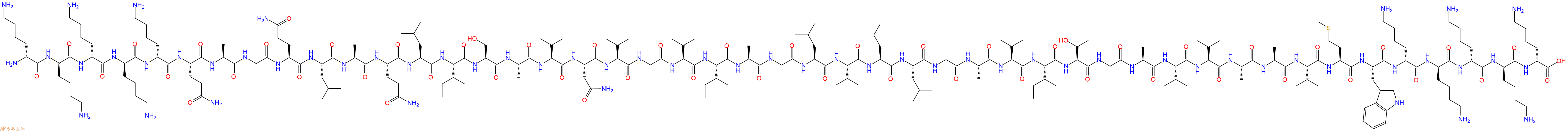 專肽生物產(chǎn)品H2N-DLys-DLys-DLys-DLys-DLys-Gln-Ala-Gly-Gln-Leu-Ala-Gln-Leu-Ile-Ser-Ala-Val-Asn-Val-Gly-Ile-Ile-Ala-Gly-Leu-Val-Leu-Leu-Gly-Ala-Val-Ile-Thr-Gly-Ala-Val-Val-Ala-Ala-Val-Met-Trp-DLys-DLys-DLys-DLys-DLys-OH