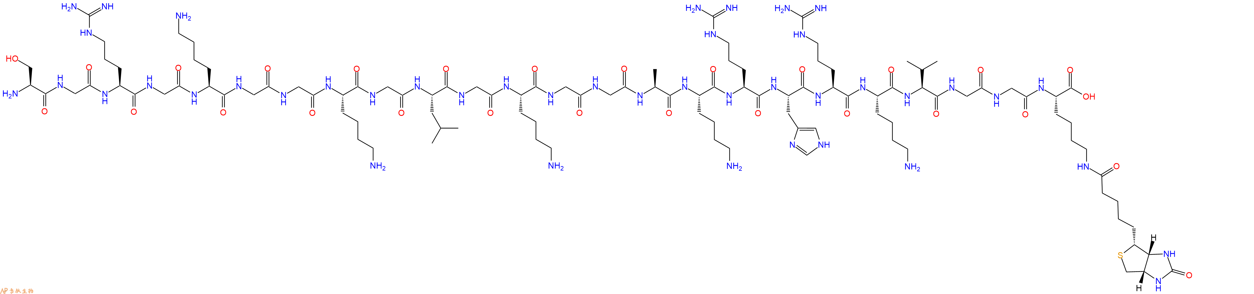 專(zhuān)肽生物產(chǎn)品H2N-Ser-Gly-Arg-Gly-Lys-Gly-Gly-Lys-Gly-Leu-Gly-Lys-Gly-Gly-Ala-Lys-Arg-His-Arg-Lys-Val-Gly-Gly-Lys(Biotin)-OH