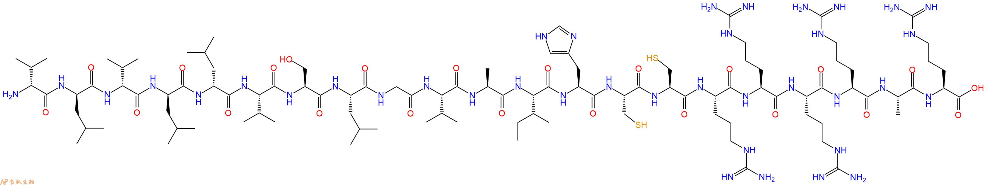 專肽生物產(chǎn)品H2N-DVal-DLeu-DVal-DLeu-DLeu-Val-Ser-Leu-Gly-Val-Ala-Ile-His-Cys-Cys-Arg-Arg-Arg-Arg-Ala-Arg-OH