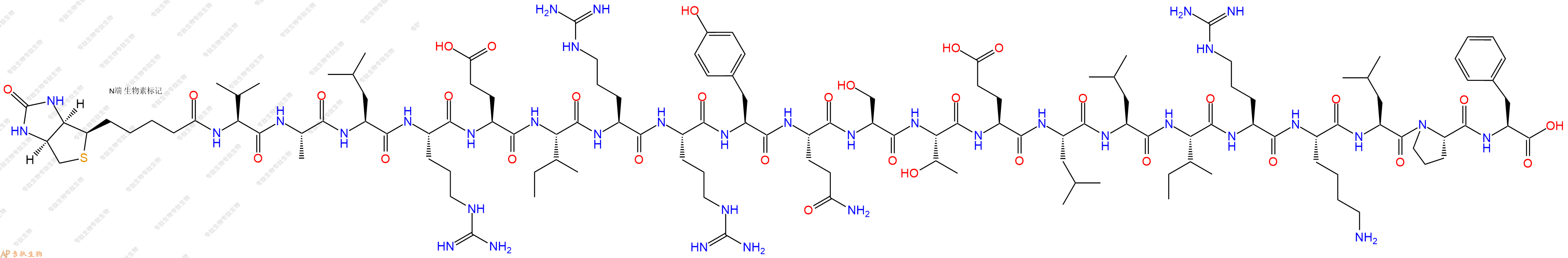 專肽生物產(chǎn)品Biotinyl-Val-Ala-Leu-Arg-Glu-Ile-Arg-Arg-Tyr-Gln-Ser-Thr-Glu-Leu-Leu-Ile-Arg-Lys-Leu-Pro-Phe-OH