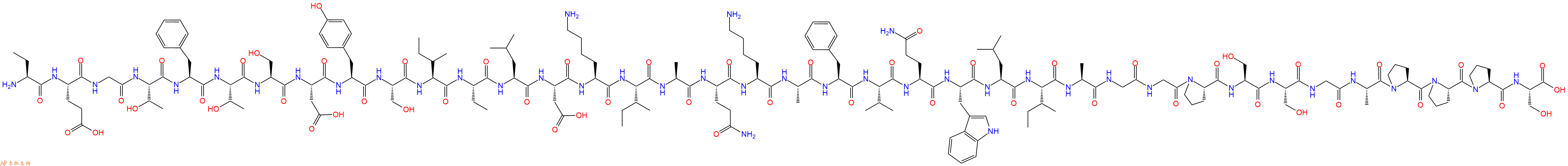 專肽生物產(chǎn)品H2N-Abu-Glu-Gly-Thr-Phe-Thr-Ser-Asp-Tyr-Ser-Ile-Abu-Leu-Asp-Lys-Ile-Ala-Gln-Lys-Ala-Phe-Val-Gln-Trp-Leu-Ile-Ala-Gly-Gly-Pro-Ser-Ser-Gly-Ala-Pro-Pro-Pro-Ser-OH