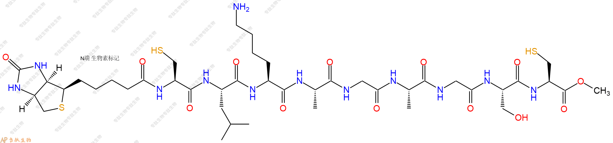 專(zhuān)肽生物產(chǎn)品Biotinyl-Cys-Leu-Lys-Ala-Gly-Ala-Gly-Ser-Cys-OMe