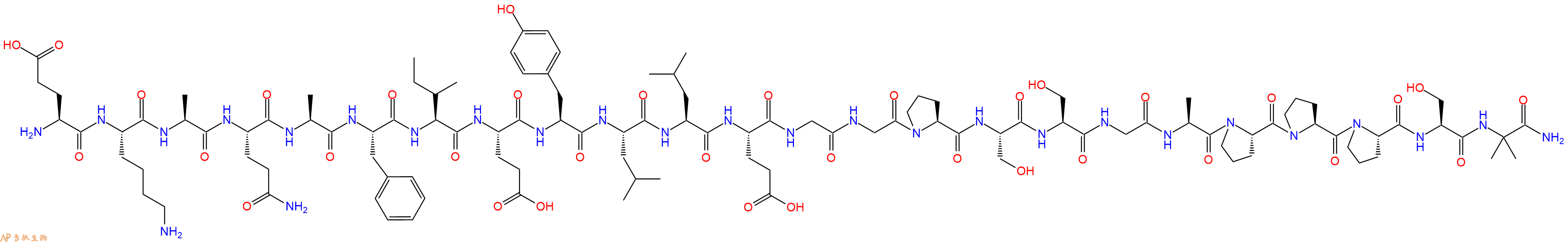 專肽生物產(chǎn)品H2N-Glu-Lys-Ala-Gln-Ala-Phe-Ile-Glu-Tyr-Leu-Leu-Glu-Gly-Gly-Pro-Ser-Ser-Gly-Ala-Pro-Pro-Pro-Ser-Aib-NH2