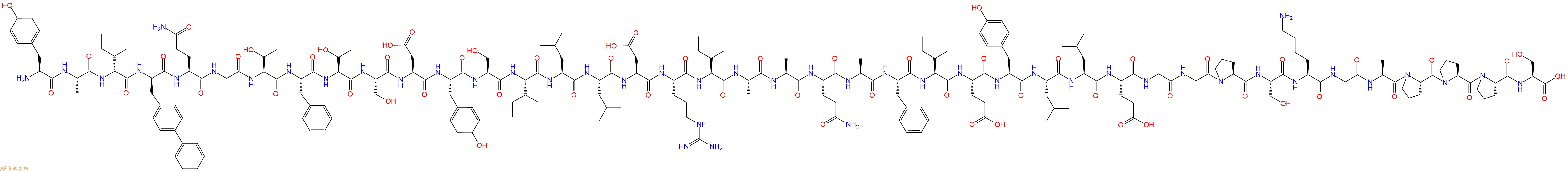 專肽生物產(chǎn)品H2N-Tyr-Ala-DIle-DBip-Gln-Gly-Thr-Phe-Thr-Ser-Asp-Tyr-Ser-Ile-Leu-Leu-Asp-Arg-Ile-Ala-Ala-Gln-Ala-Phe-Ile-Glu-Tyr-Leu-Leu-Glu-Gly-Gly-Pro-Ser-Lys-Gly-Ala-Pro-Pro-Pro-Ser-OH