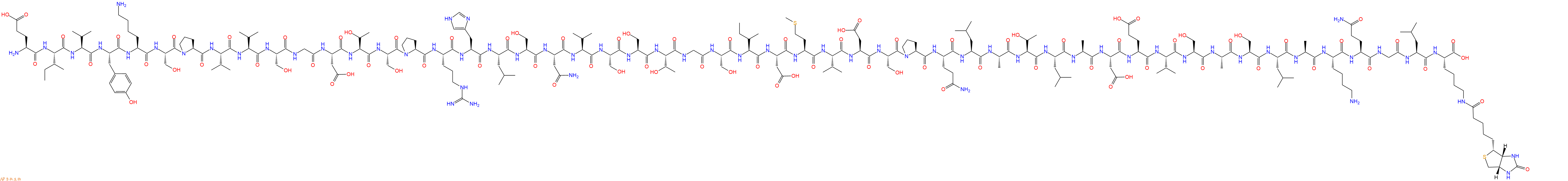 專肽生物產(chǎn)品H2N-Glu-Ile-Val-Tyr-Lys-Ser-Pro-Val-Val-Ser-Gly-Asp-Thr-Ser-Pro-Arg-His-Leu-Ser-Asn-Val-Ser-Ser-Thr-Gly-Ser-Ile-Asp-Met-Val-Asp-Ser-Pro-Gln-Leu-Ala-Thr-Leu-Ala-Asp-Glu-Val-Ser-Ala-Ser-Leu-Ala-Lys-Gln-Gly-Leu-Lys(Biotin)-OH