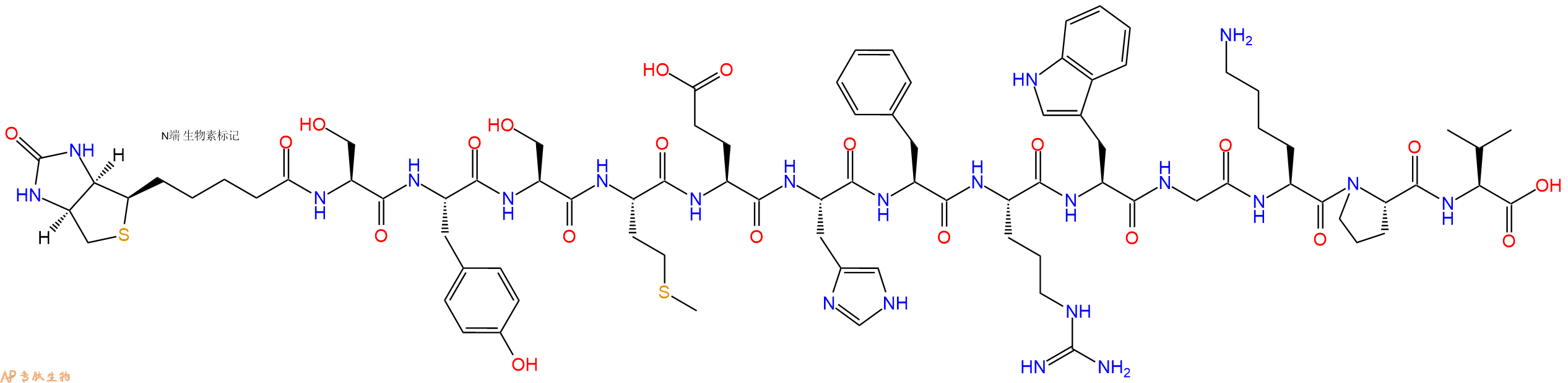 專肽生物產(chǎn)品Biotinyl-Ser-Tyr-Ser-Met-Glu-His-Phe-Arg-Trp-Gly-Lys-Pro-Val-OH