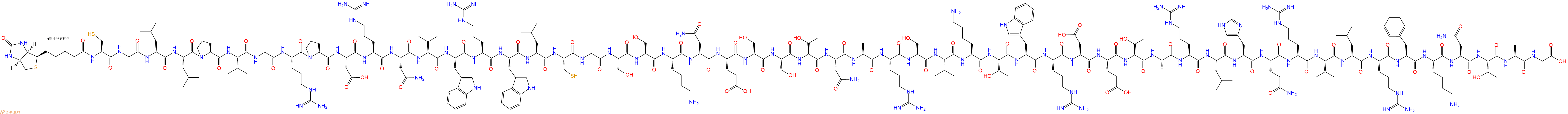 專肽生物產(chǎn)品Biotinyl-Cys-Gly-Leu-Leu-Pro-Val-Gly-Arg-Pro-Asp-Arg-Asn-Val-Trp-Arg-Trp-Leu-Cys-Gly-Ser-Ser-Lys-Asn-Glu-Ser-Ser-Thr-Asn-Ala-Arg-Ser-Val-Lys-Thr-Trp-Arg-Asp-Glu-Thr-Ala-Arg-Leu-His-Gln-Arg-Ile-Leu-Arg-Phe-Lys-Asn-Thr-Ala-Gly-OH