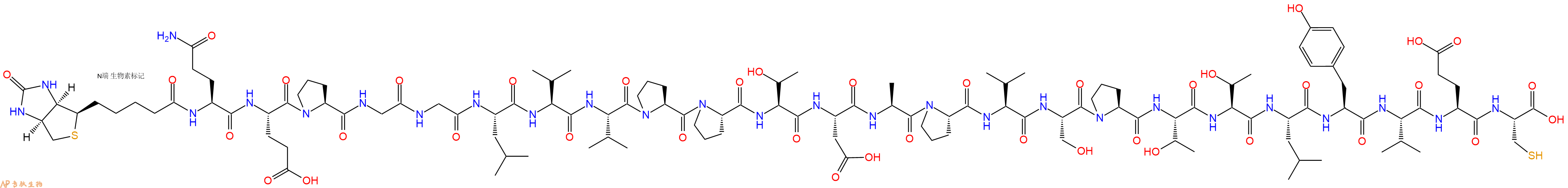 專肽生物產(chǎn)品Biotinyl-Gln-Glu-Pro-Gly-Gly-Leu-Val-Val-Pro-Pro-Thr-Asp-Ala-Pro-Val-Ser-Pro-Thr-Thr-Leu-Tyr-Val-Glu-Cys-OH